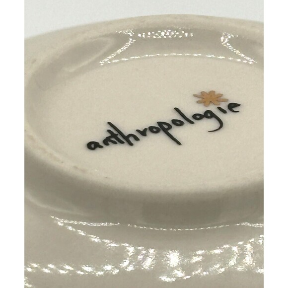 Anthropologie Night Sky Bowl Stoneware Blue Teal Drip Watercolor Wash Gold Star - Picture 7 of 15